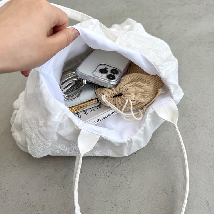 コットンレースフリルトートバッグ | Outfitter lab | 詳細画像18 