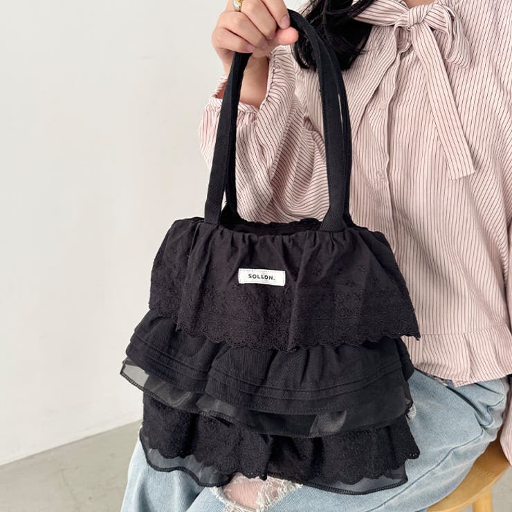 コットンレースフリルトートバッグ | Outfitter lab | 詳細画像15 