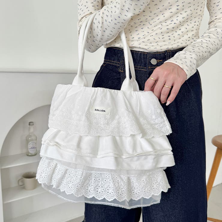 コットンレースフリルトートバッグ | Outfitter lab | 詳細画像7 