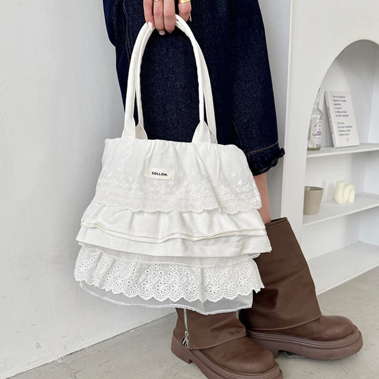 コットンレースフリルトートバッグ | Outfitter lab | 詳細画像9 