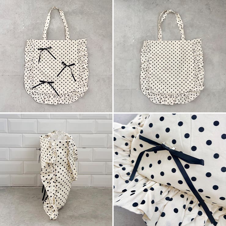 【リボン取り外し可能】ドットフリルトートバッグ | Outfitter lab | 詳細画像17 