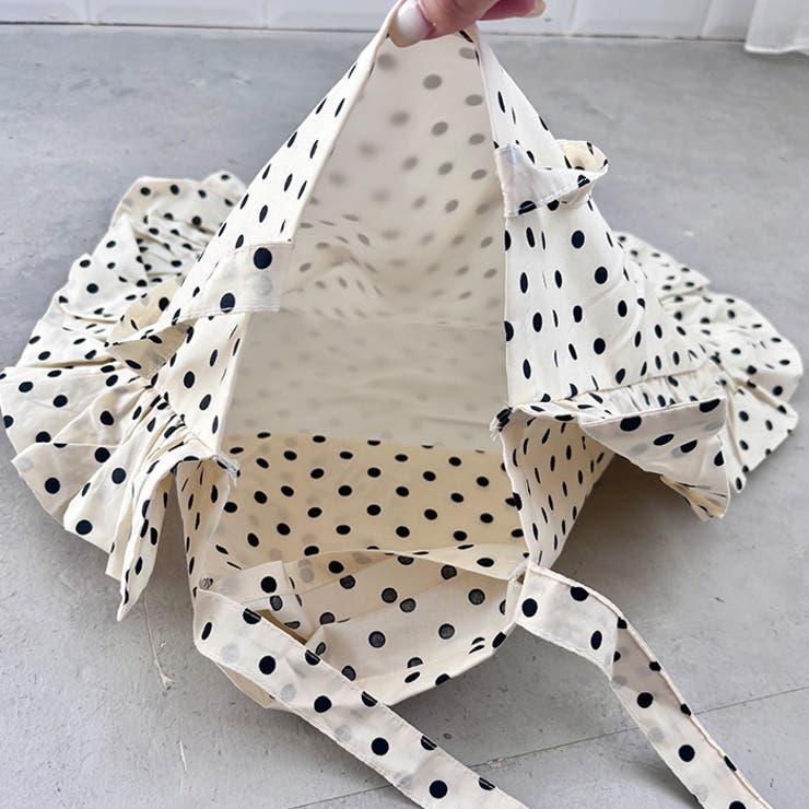 【リボン取り外し可能】ドットフリルトートバッグ | Outfitter lab | 詳細画像18 