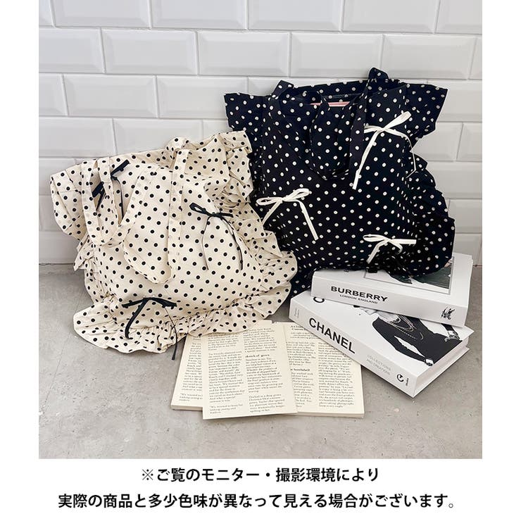 【リボン取り外し可能】ドットフリルトートバッグ | Outfitter lab | 詳細画像20 