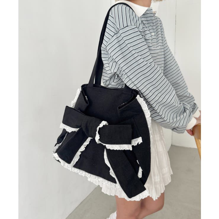 ブラック | ビッグリボンキャンバストートバッグ | Outfitter lab