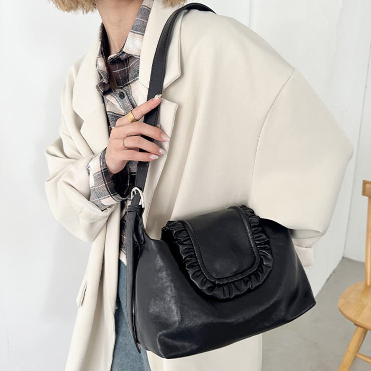 フリルフラップPUショルダーバッグ | Outfitter lab | 詳細画像13 