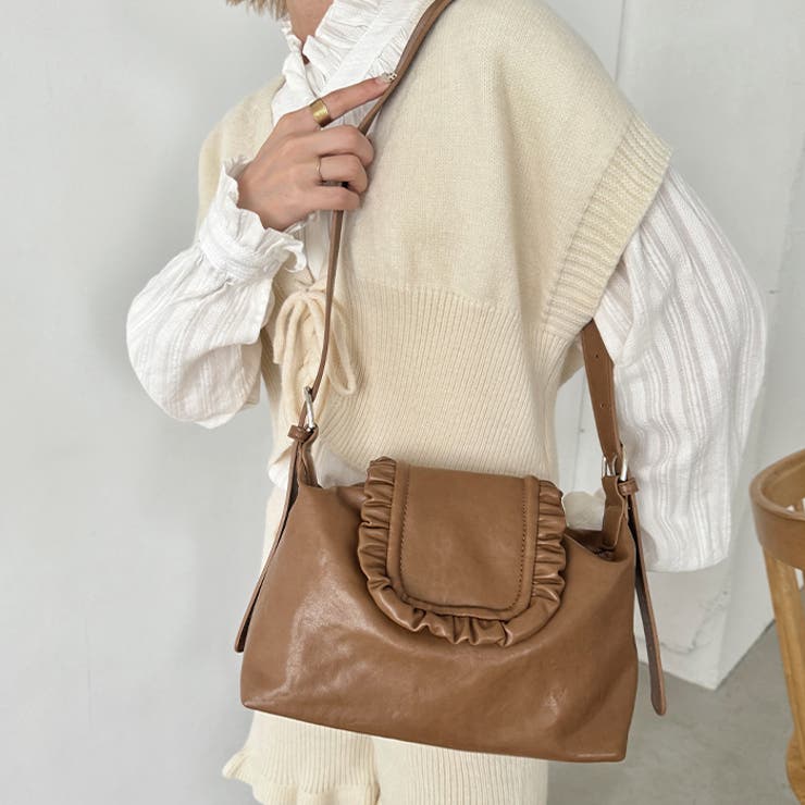 フリルフラップPUショルダーバッグ | Outfitter lab | 詳細画像19 