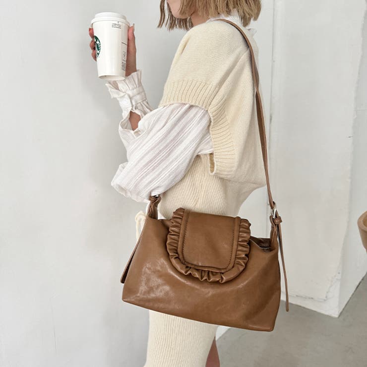 フリルフラップPUショルダーバッグ | Outfitter lab | 詳細画像21 