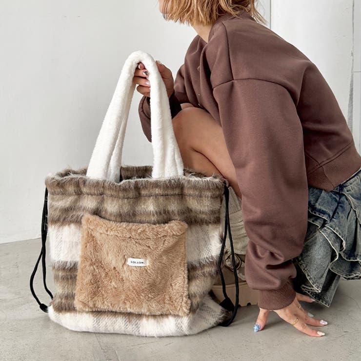 フェイクファー2WAYチェックナップサック | Outfitter lab | 詳細画像10 