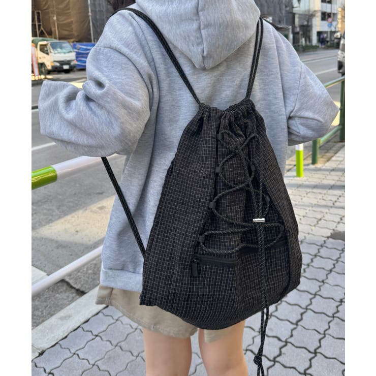 ブラック | シアサッカードローコードナップサック | Outfitter lab
