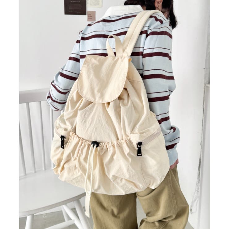 アイボリー | 大容量サイドポケットナイロンリュック | Outfitter lab