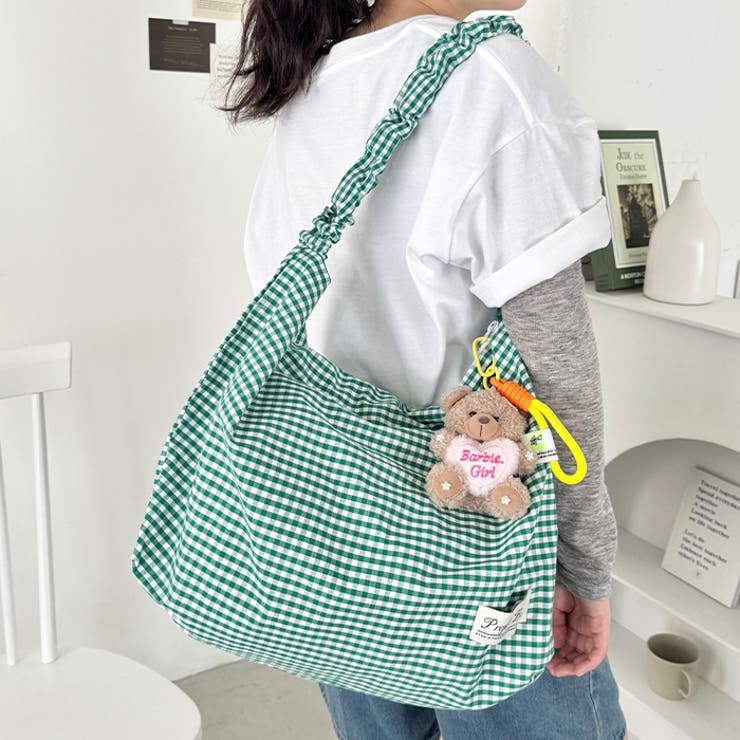 ギャザーショルダーギンガムチェックショルダーバッグ | Outfitter lab | 詳細画像12 