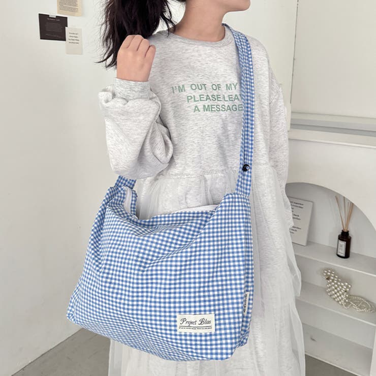 ギャザーショルダーギンガムチェックショルダーバッグ | Outfitter lab | 詳細画像24 