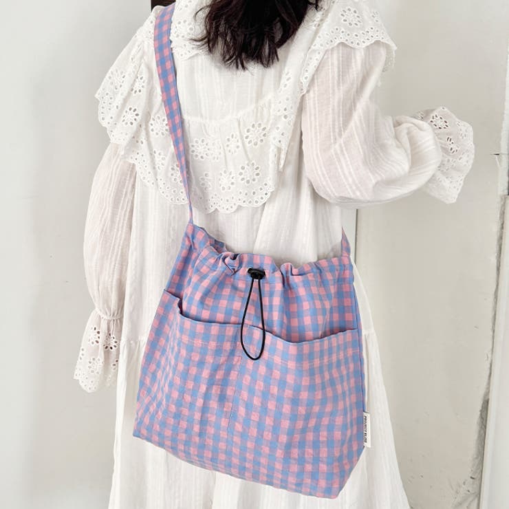 チェックスクエア巾着ショルダーバッグ | Outfitter lab | 詳細画像19 