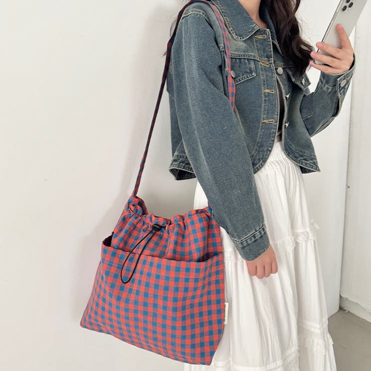 チェックスクエア巾着ショルダーバッグ | Outfitter lab | 詳細画像26 