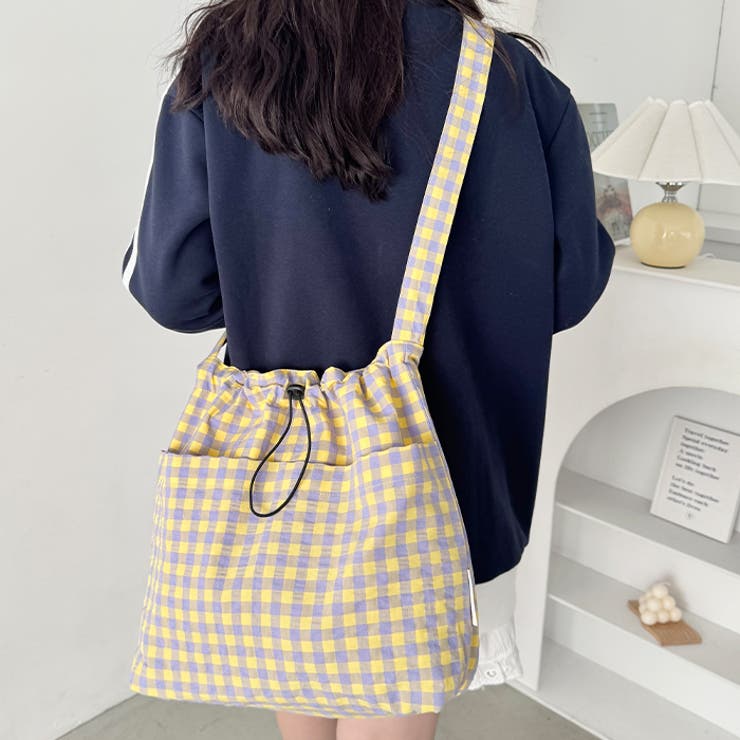 チェックスクエア巾着ショルダーバッグ | Outfitter lab | 詳細画像32 