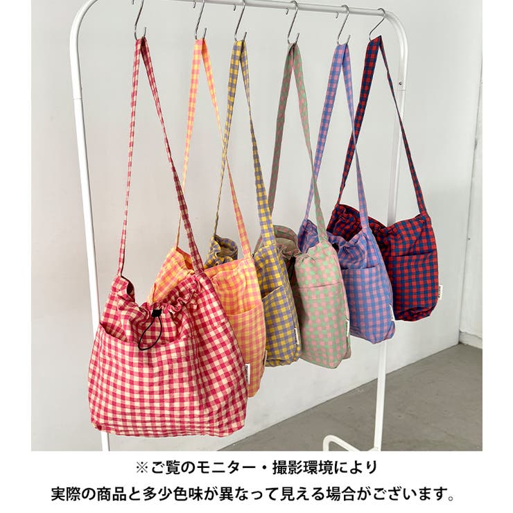 チェックスクエア巾着ショルダーバッグ | Outfitter lab | 詳細画像48 