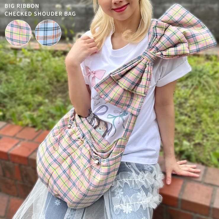 ビッグリボンチェックショルダーバッグ | Outfitter lab | 詳細画像1 