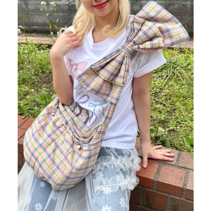 ピンク | ビッグリボンチェックショルダーバッグ | Outfitter lab