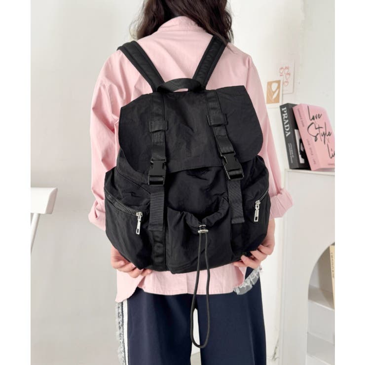 ブラック | ダブルベルトアウトポケットリュック | Outfitter lab