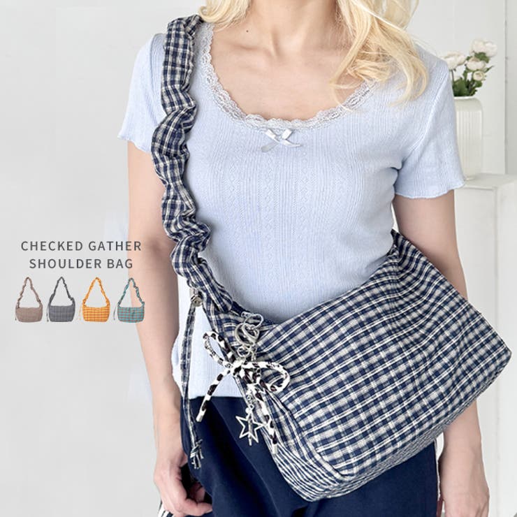チェックギャザーショルダーバッグ | Outfitter lab | 詳細画像1 