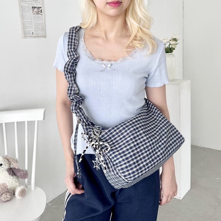チェックギャザーショルダーバッグ | Outfitter lab | 詳細画像15 