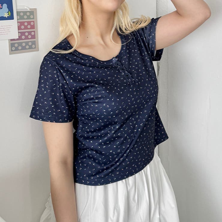 小花柄ヘンリーネック半袖トップス | Outfitter lab | 詳細画像12 