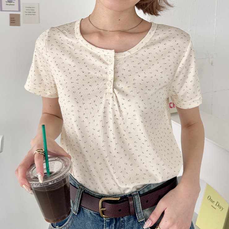 小花柄ヘンリーネック半袖トップス | Outfitter lab | 詳細画像16 