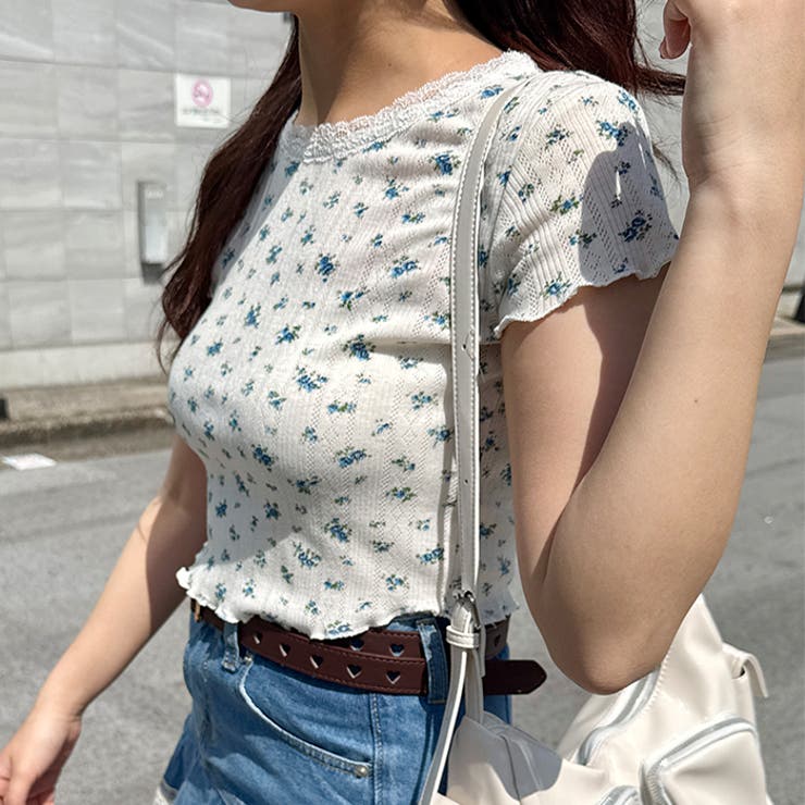 リトルフラワーメロウ半袖トリムトップス | Outfitter lab | 詳細画像9 