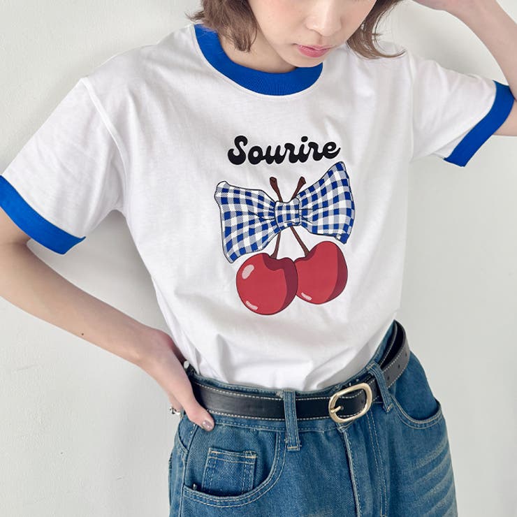 チェリーリボン半袖リンガーTシャツ | Outfitter lab | 詳細画像11 