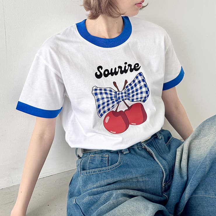 チェリーリボン半袖リンガーTシャツ | Outfitter lab | 詳細画像13 