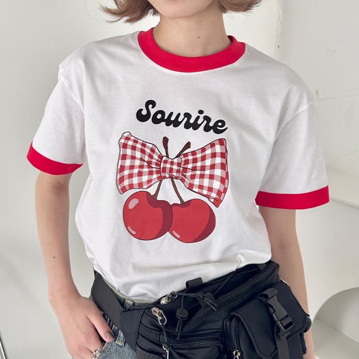 チェリーリボン半袖リンガーTシャツ | Outfitter lab | 詳細画像15 