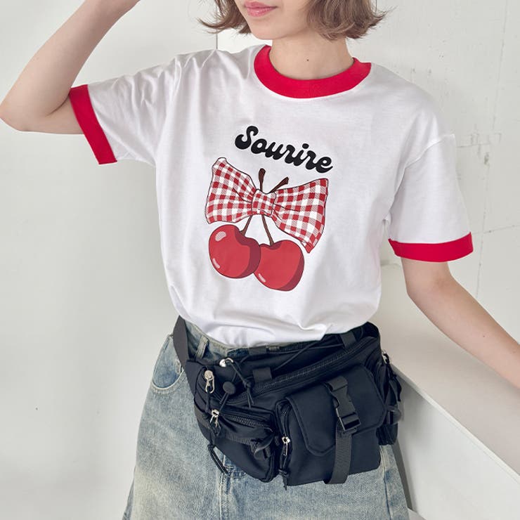 チェリーリボン半袖リンガーTシャツ | Outfitter lab | 詳細画像18 