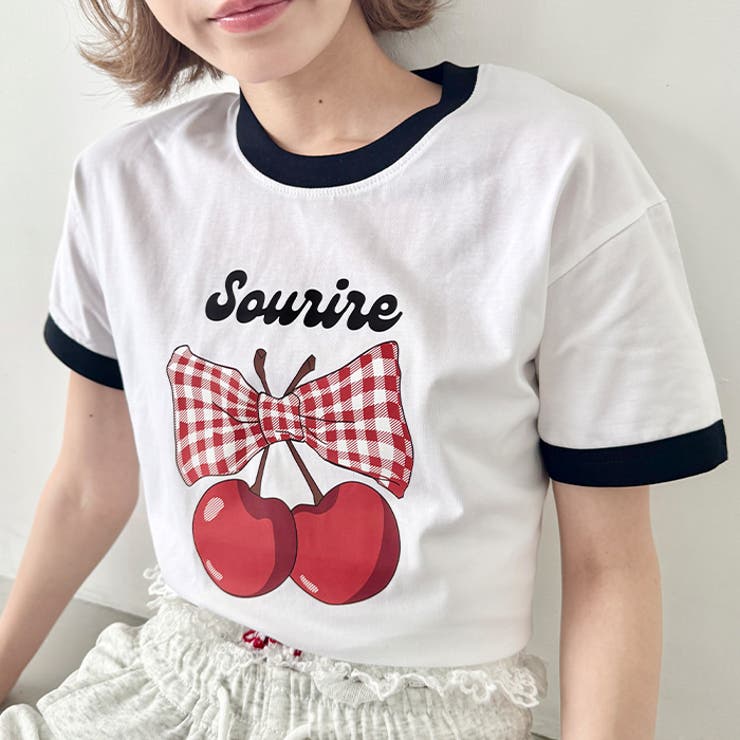 チェリーリボン半袖リンガーTシャツ | Outfitter lab | 詳細画像7 