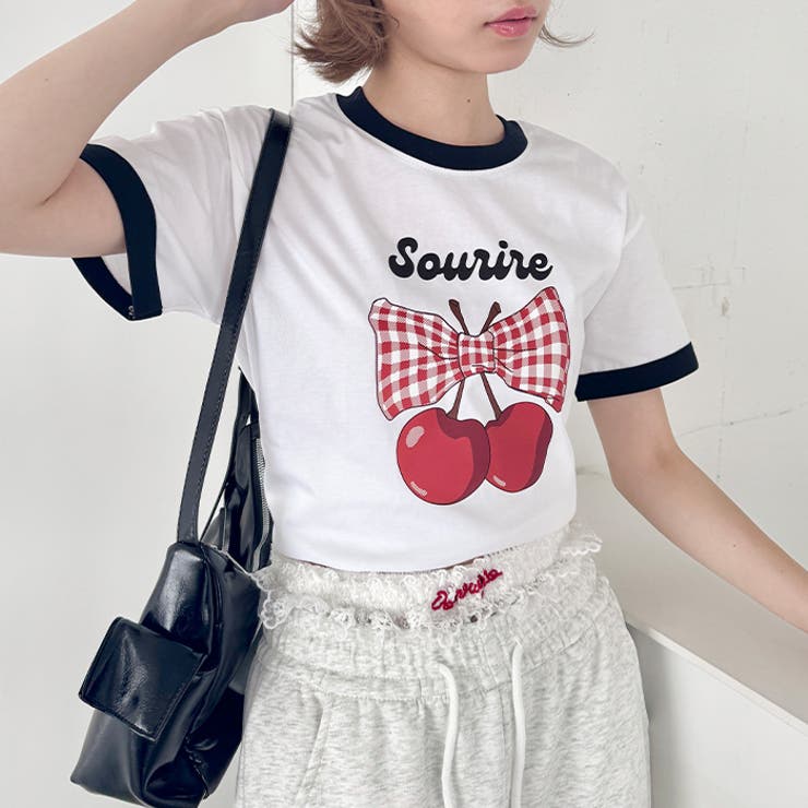 チェリーリボン半袖リンガーTシャツ | Outfitter lab | 詳細画像8 