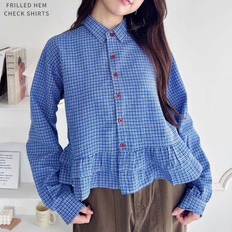 裾フリルチェックシャツ | Outfitter lab | 詳細画像1 