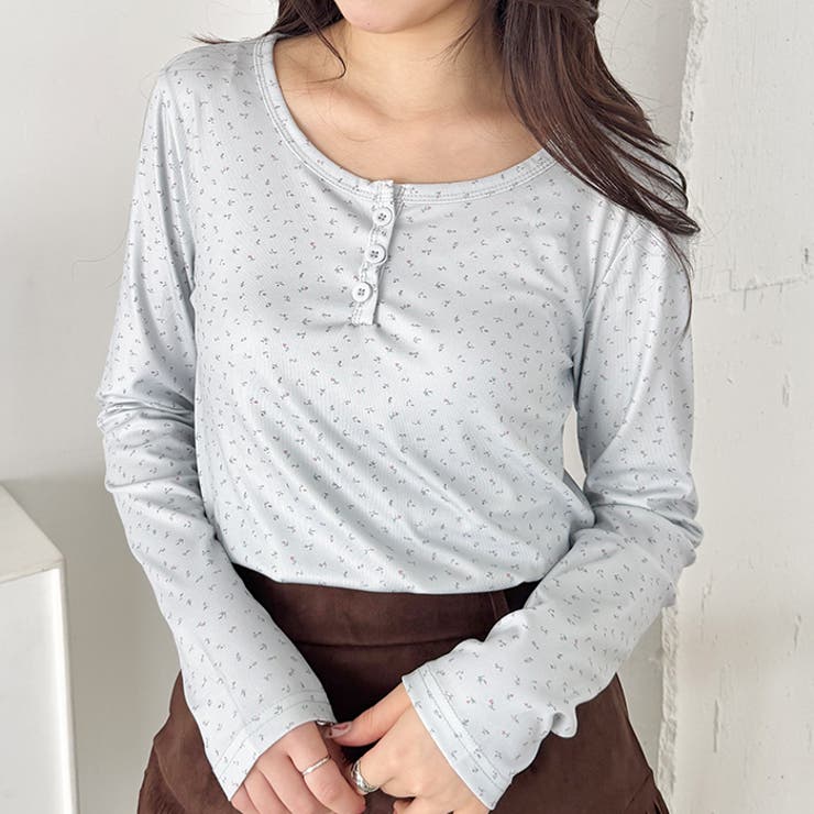 小花柄ヘンリーネックリブトップス | Outfitter lab | 詳細画像10 