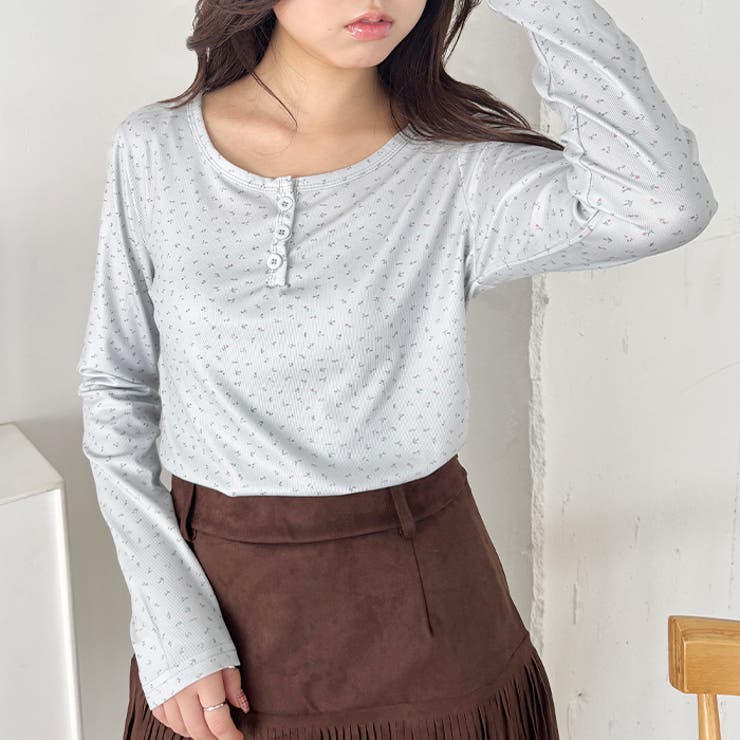 小花柄ヘンリーネックリブトップス | Outfitter lab | 詳細画像11 