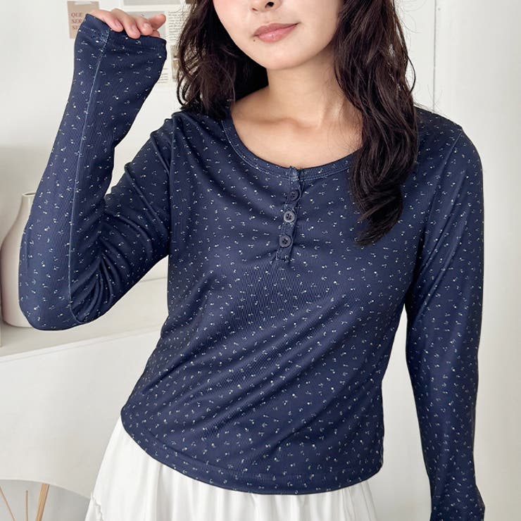 小花柄ヘンリーネックリブトップス | Outfitter lab | 詳細画像15 