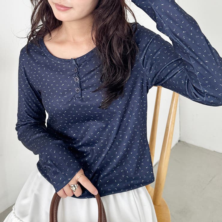 小花柄ヘンリーネックリブトップス | Outfitter lab | 詳細画像18 