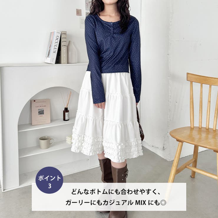 小花柄ヘンリーネックリブトップス | Outfitter lab | 詳細画像4 