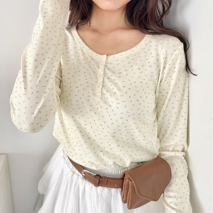 小花柄ヘンリーネックリブトップス | Outfitter lab | 詳細画像8 