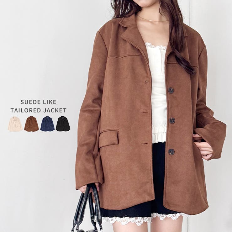 ブラウン スエード風 テーラードジャケット h&m ブラウン スエード風 テーラードジャケット