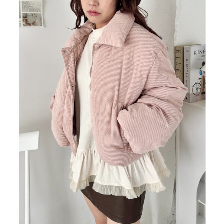 ピンク | 中綿コーデュロイショートダウンジャケット | Outfitter lab