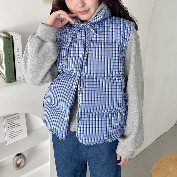 【袖取り外し可能】チェックリボンダウンジャケット/ダウンベスト | Outfitter lab | 詳細画像15 