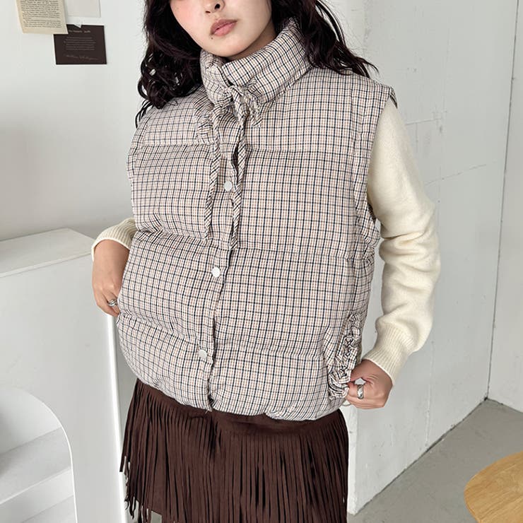 【袖取り外し可能】チェックリボンダウンジャケット/ダウンベスト | Outfitter lab | 詳細画像8 