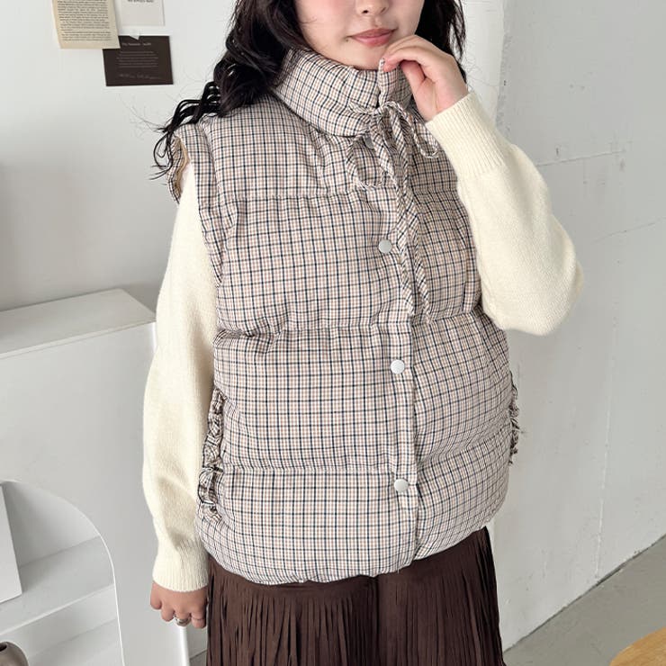 【袖取り外し可能】チェックリボンダウンジャケット/ダウンベスト | Outfitter lab | 詳細画像9 