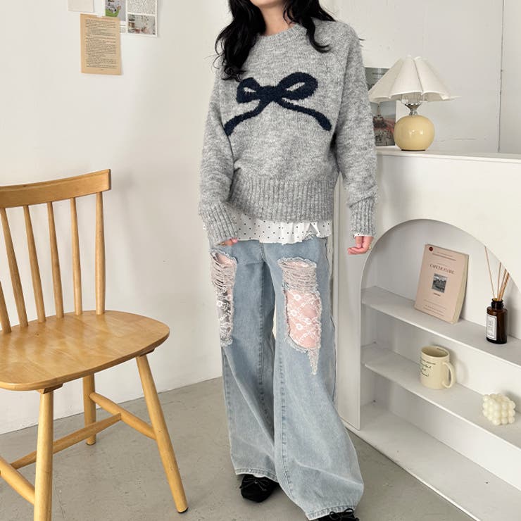 リボンモチーフニットプルオーバー | Outfitter lab | 詳細画像14 