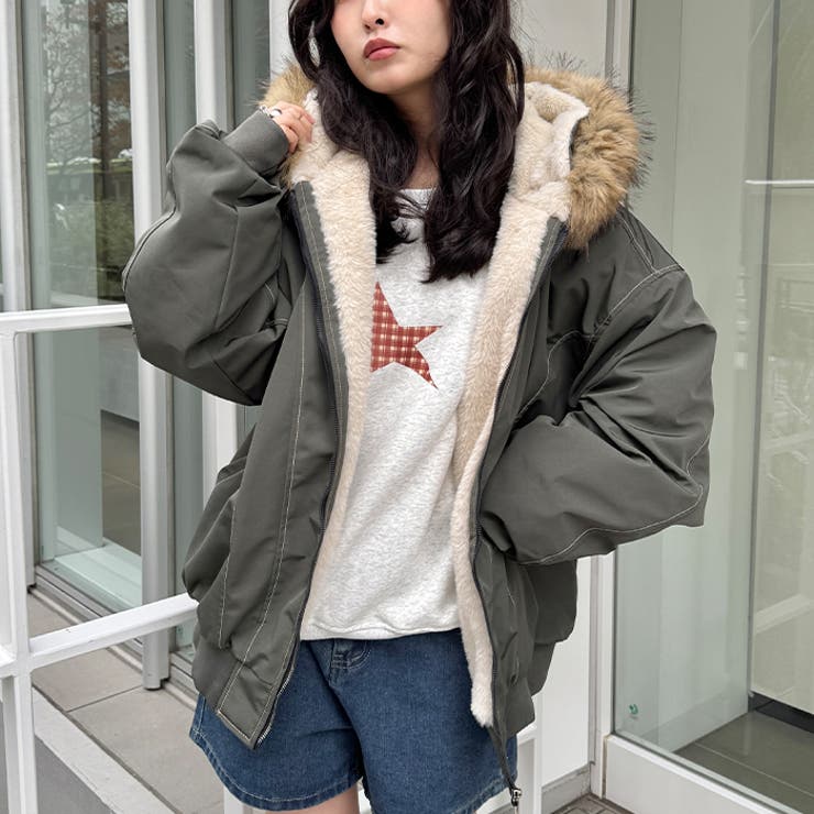 【取り外し可能】ファーフードステッチブルゾン | Outfitter lab | 詳細画像10 