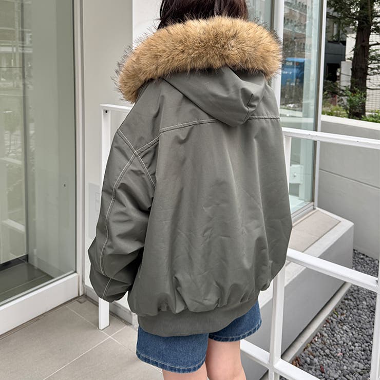 【取り外し可能】ファーフードステッチブルゾン | Outfitter lab | 詳細画像12 