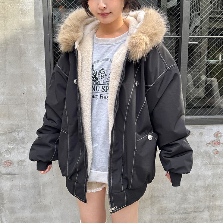 【取り外し可能】ファーフードステッチブルゾン | Outfitter lab | 詳細画像6 